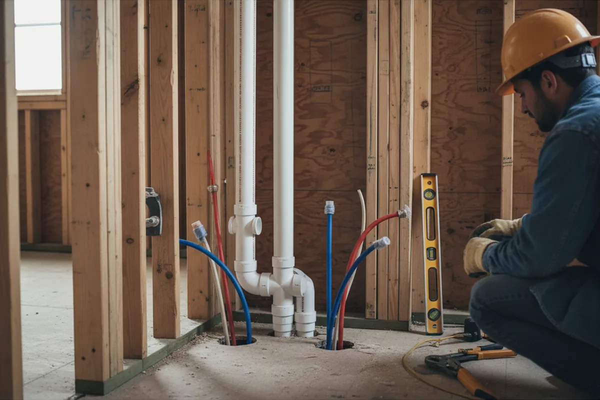 Drain and supply rough-in during Drain Cleaning in Macy