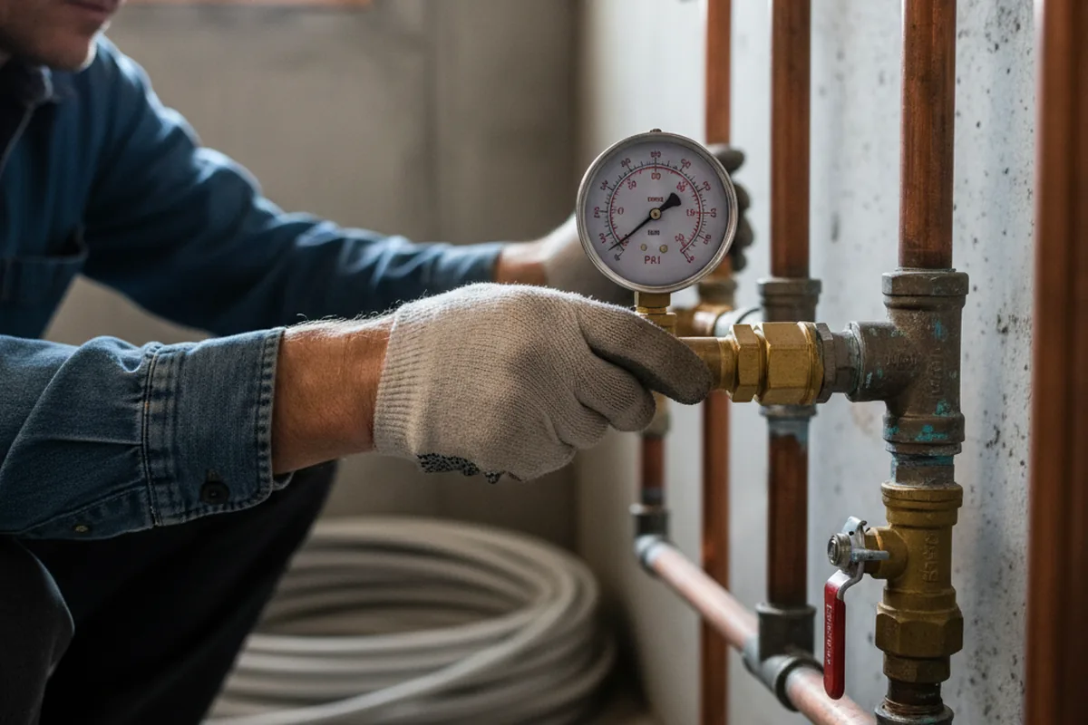 Pressure testing a repaired line during Water Line Repair in Macy